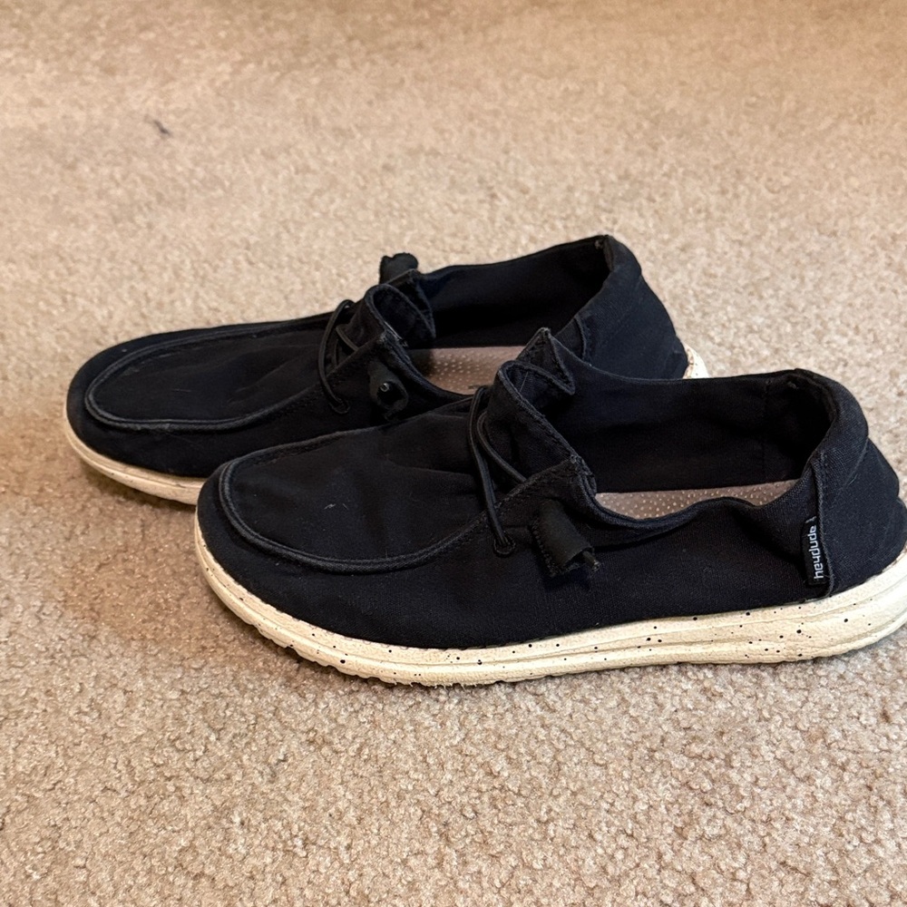 Hey Dude Black Canvas Loafers